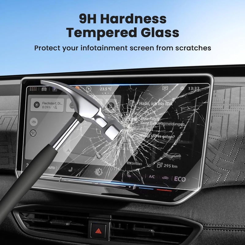 Canvcle حماية شاشة لسيارات فولكس فاجن 2024 2025 VW ID.3 ID.4 بحجم 12.9 بوصة لنظام الملاحة + 5.3 بوصة لشاشة لوحة القيادة، واقي شاشة زجاجي مقسى، غطاء واقي لشاشة نظام الملاحة، فيلم حماية - Image 4